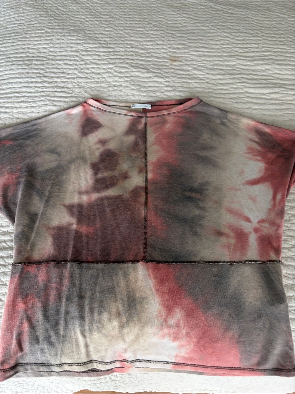 Women’s Tie-Dye mid Sleeve Top in Pink and Gray